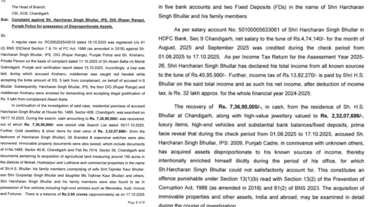 ਆਮਦਨ ਤੋਂ ਵੱਧ ਮਾਮਲੇ ਦੀ ਐਫਆਈਆਰ।