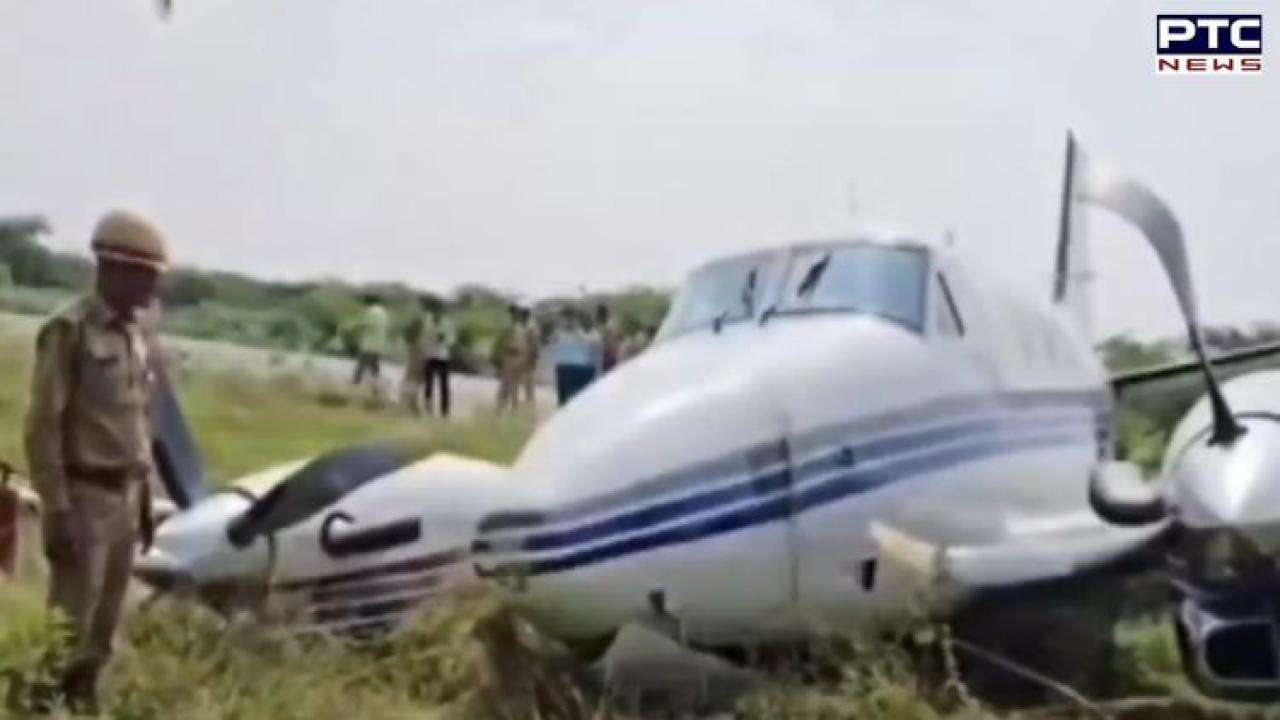 Private jet crash-lands in UP’s Farrukhabad, all passengers escape unhurt  | Watch Video