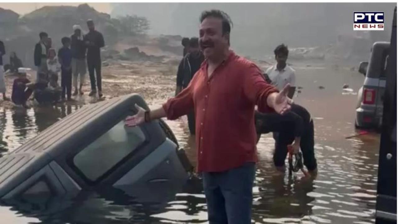 Viral: Mahindra Thar submerged in lake during off-roading near Delhi; pulled out by another SUV