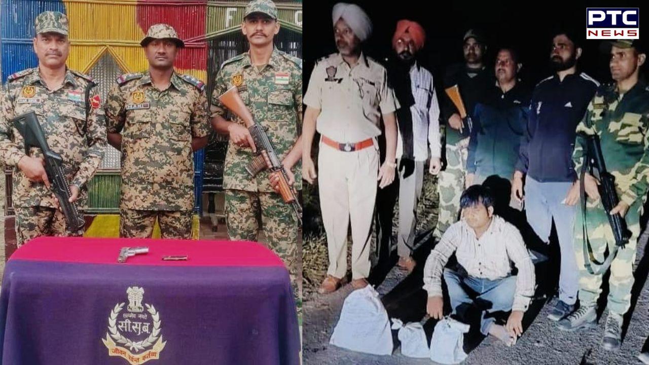 ਬੀਐਸਐਫ ਤੇ ਪੰਜਾਬ ਪੁਲਿਸ ਨੇ ਸਾਂਝੀ ਕਾਰਵਾਈ 'ਚ ਤਸਕਰ ਕੀਤਾ ਗ੍ਰਿਫ਼ਤਾਰ, ਪਿਸਤੌਲ ਤੇ ਨਸ਼ੀਲੇ ਪਦਾਰਥ ਬਰਾਮਦ