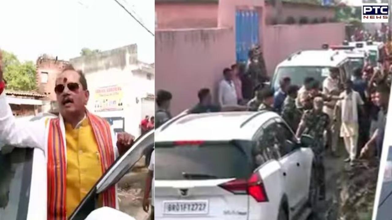 Stones, slippers and cow dung hurled at Bihar Deputy CM Vijay Sinha’s convoy in Lakhisarai; BJP blames RJD