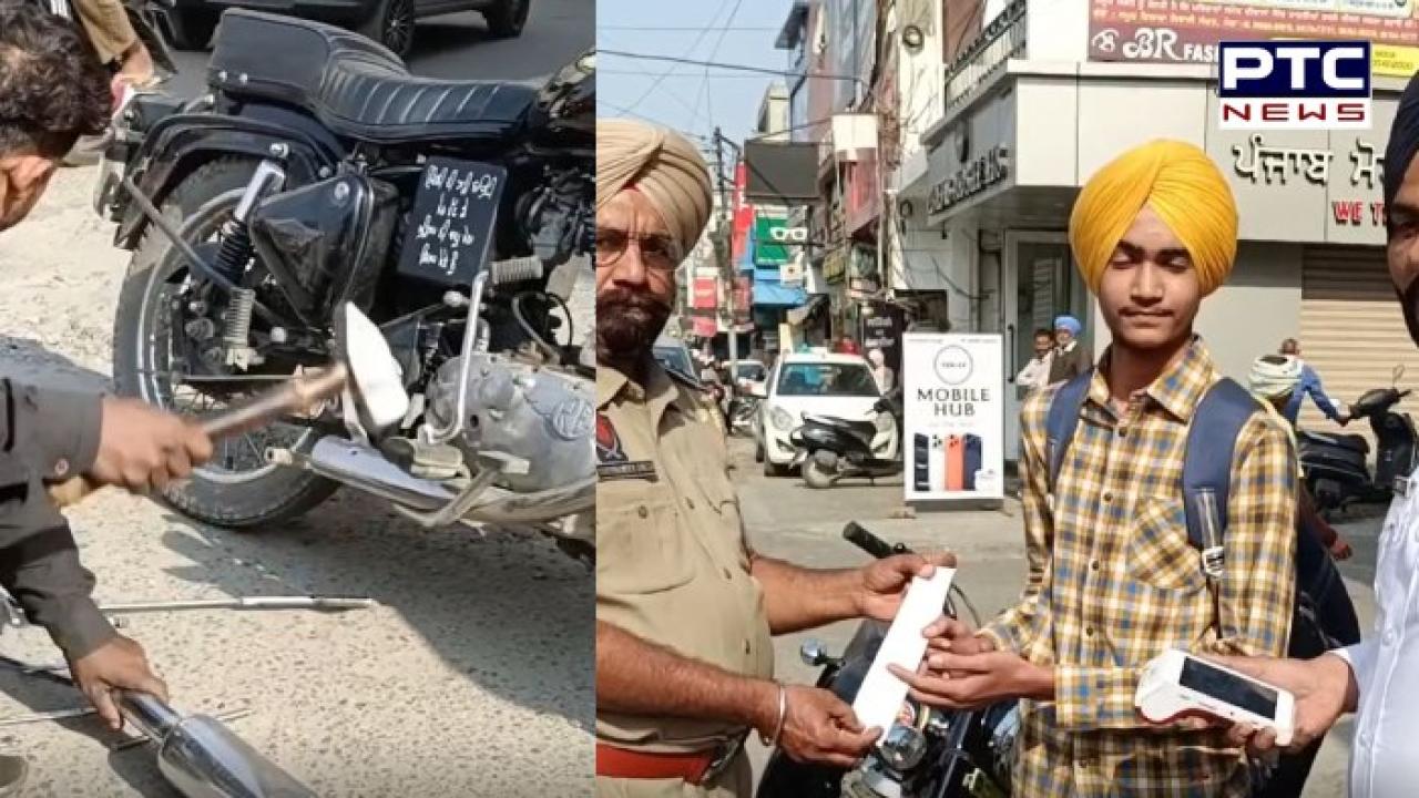Moga News : ਪਟਾਕੇ ਪਾਉਣ ਵਾਲੇ ਬੁਲਟਾਂ ਦੇ ਸਲੰਸਰਾਂ 'ਤੇ ਚੱਲਿਆ ਮੋਗਾ ਪੁਲਿਸ ਦਾ ਹਥੌੜਾ, 20 ਦੇ ਕਰੀਬ ਸਲੰਸਰ ਉਤਾਰ ਕੇ ਕੀਤੇ ਨਸ਼ਟ