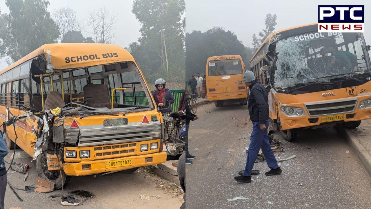 Mohali ’ਚ ਸੰਘਣੀ ਧੁੰਦ ਕਾਰਨ ਵਾਪਰਿਆ ਭਿਆਨਕ ਹਾਦਸਾ, ਦੋ ਸਕੂਲ ਬੱਸਾਂ ਦੀ ਆਪਸ ’ਚ ਹੋਈ ਟੱਕਰ, ਕੁਝ ਬੱਚਿਆਂ ਨੂੰ ਲੱਗੀਆਂ ਸੱਟਾਂ