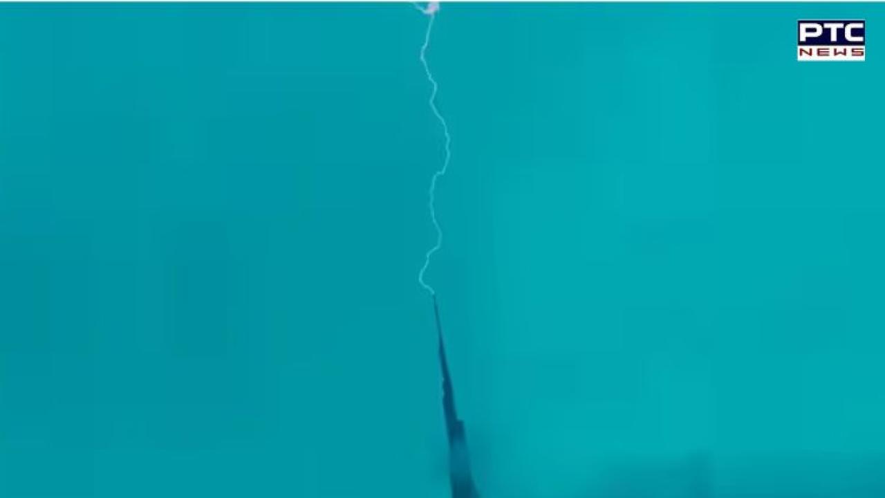 Lightning strikes Burj Khalifa amid heavy rain, viral video shared by Dubai Crown Prince