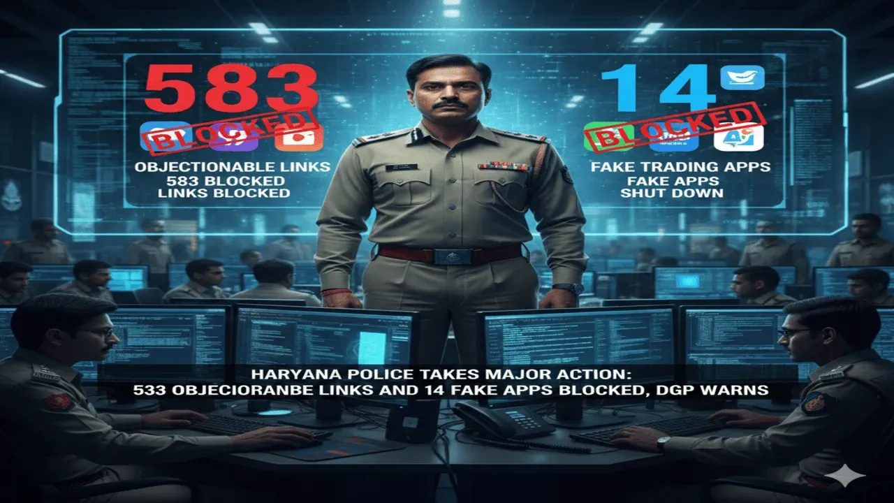हरियाणा पुलिस का बड़ा एक्शन, 583 आपत्तिजनक लिंक और 14 फर्जी ट्रेडिंग ऐप्स ब्लॉक, DGP की चेतावनी