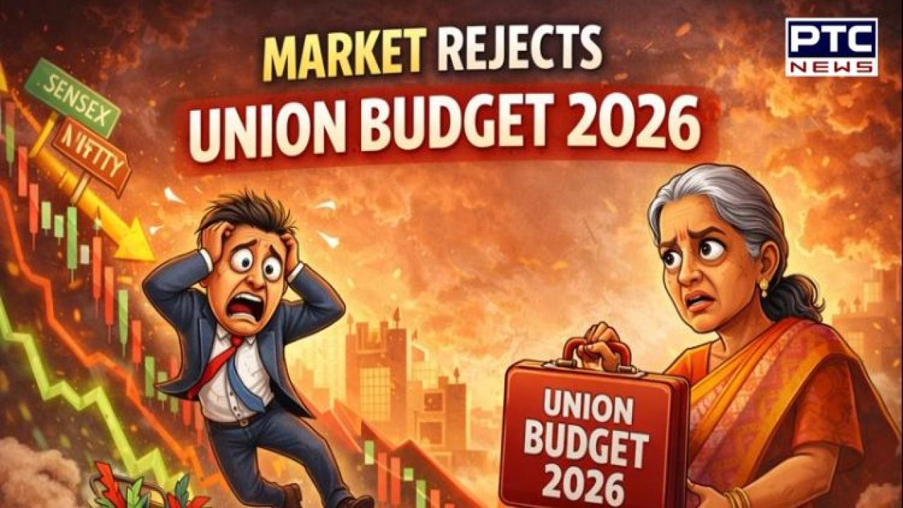 Sensex plunges 2,300 points intra-day as investors react to Union Budget 2026