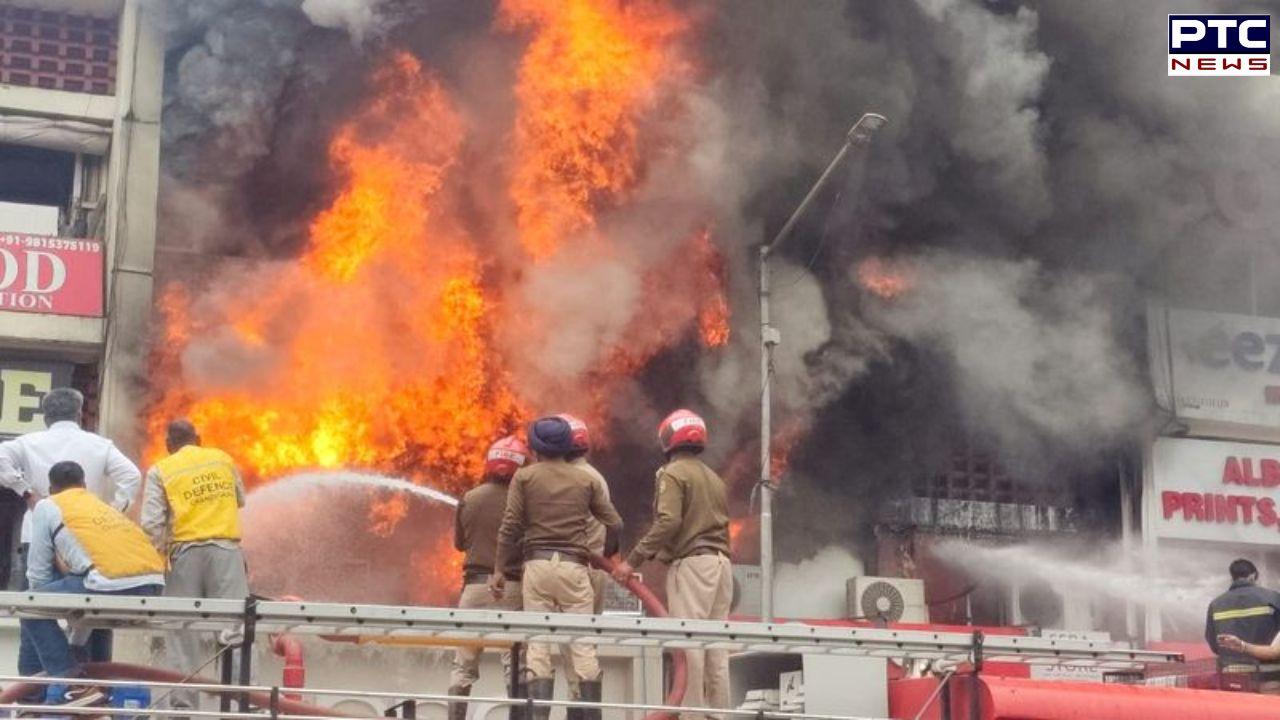 Massive fire breaks out at showroom in Chandigarh's Sector 22 market