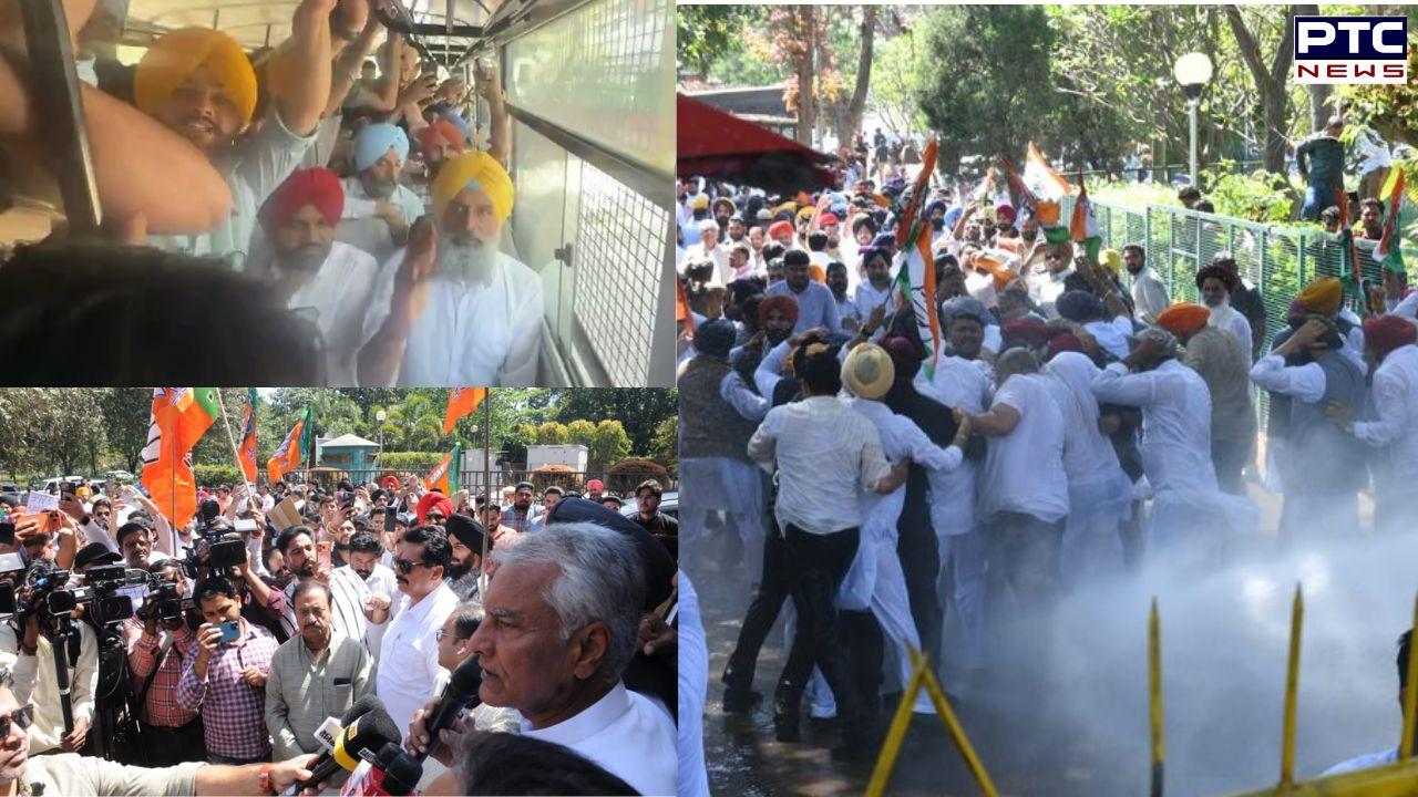 PWC official suicide: Opposition jointly protest against AAP govt, Bikram Singh Majithia among several leaders detained
