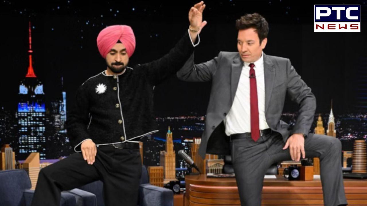 Diljit Dosanjh and Jimmy Fallon Bhangra : ਦਿਲਜੀਤ ਦੋਸਾਂਝ ਨੇ ਜਿੰਮੀ ਫੈਲਨ ਨੂੰ ਸਿਖਾਇਆ ਭੰਗੜਾ, ਤੁਸੀਂ ਵੀ ਦੇਖੋ ਵਾਇਰਲ ਵੀਡੀਓ