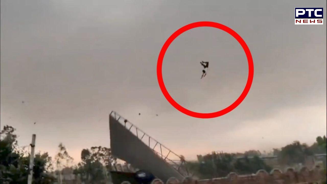 Man swept in air with tin shed as massive thunderstorm wreaks havoc across UP; death toll mounts to 89 | Watch