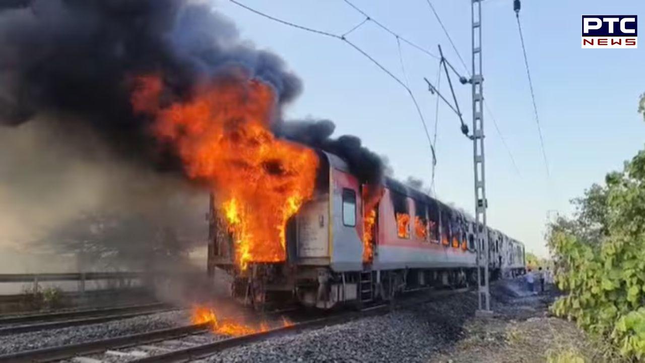 Massive blaze erupts on Delhi-bound Rajdhani Express in Madhya Pradesh, passengers evacuated