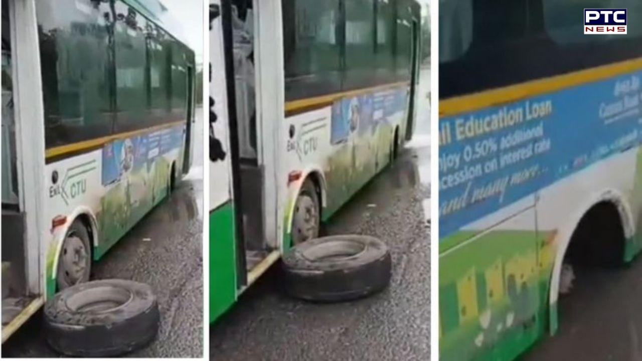Chandigarh: Major tragedy averted as electric bus's wheels come off mid-route, no injuries reported
