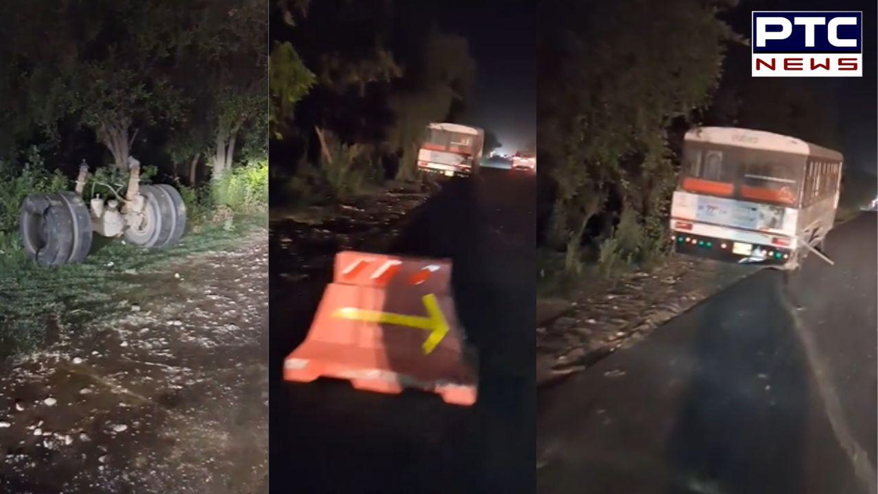 Punjab Roadways Bus ਨਾਲ ਵਾਪਰਿਆ ਹਾਦਸਾ, ਚੱਲਦੀ ਬੱਸ ਦਾ ਨਿਕਲਿਆ ਟਾਇਰ, ਮਚਿਆ ਹੜਕੰਪ
