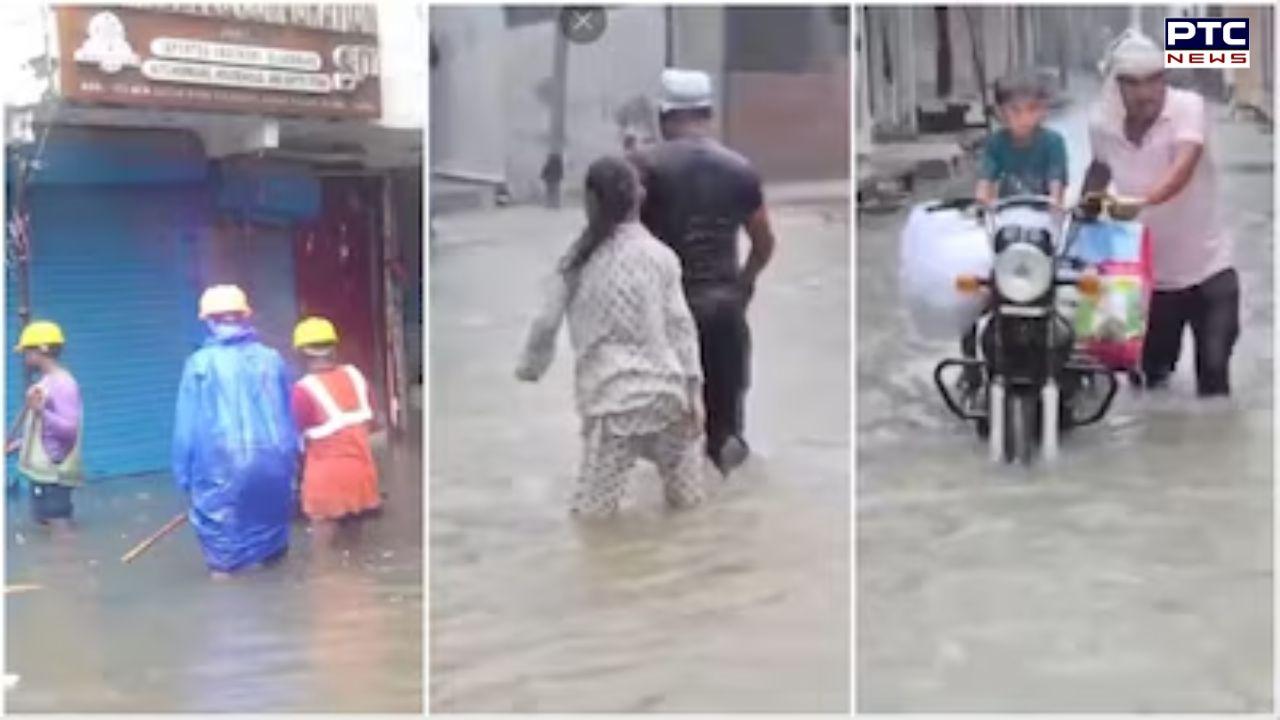 Heavy rain lashes parts of Delhi-NCR; roads turn into rivers, commuters stranded as traffic jams hit key routes