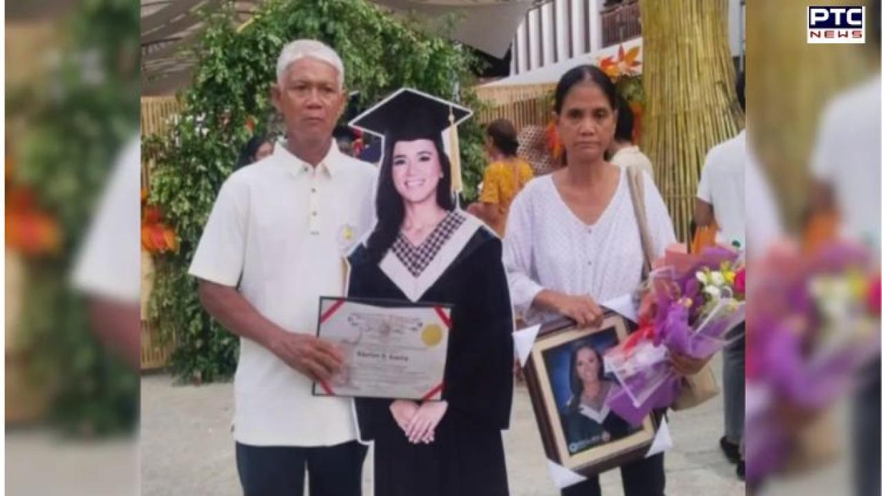 Viral: Daughter dies one month before graduation, father walks on stage with her cutout to receive degree
