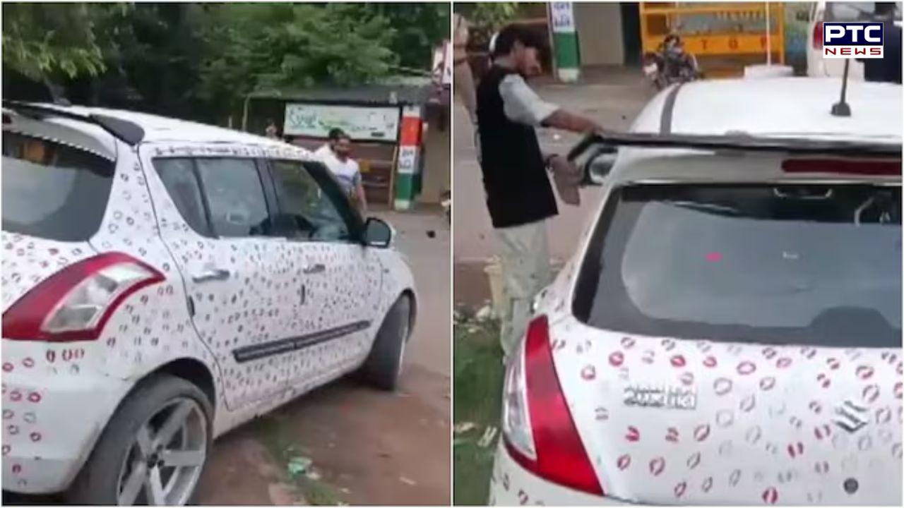 Trending: Gwalior police slaps fine of Rs 5,500 as man drives car with 3,400 kiss marks | Watch