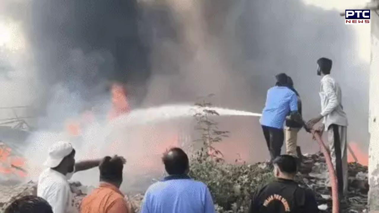 Massive fire engulfs mattress factory in Jalandhar, blaze spreads through residential area; one critically injured