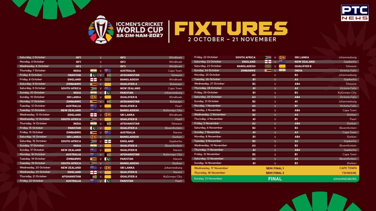World Cup 2027 Schedule - India Pakistan Match Live World Cup 2027 Schedule - India Pakistan Match Live